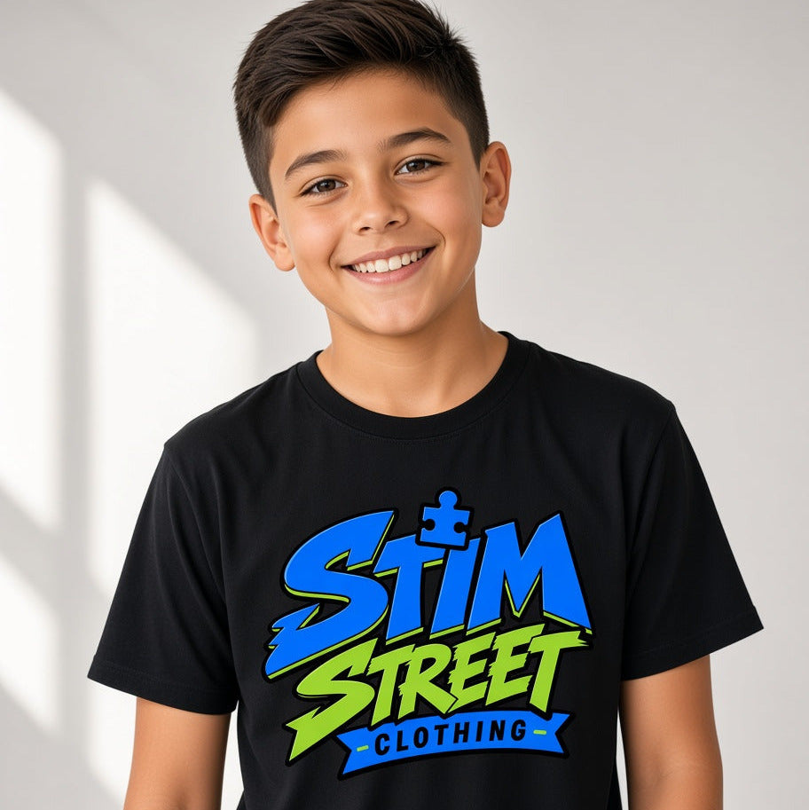 Stim Street™ Unisex Logo T-Shirt : Blue and Green